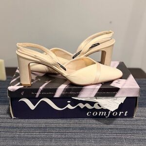 Nina Beige Slingback Heels